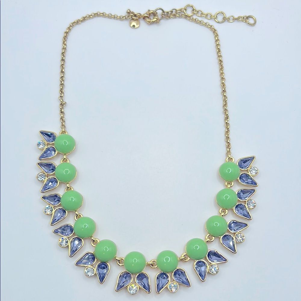 J. Crew Mint Green Ball Rhinestone Statement Necklace